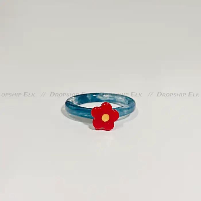 Bague en forme de coeur en email coloré pour femmes et filles anneau doux tendance geometrique goutte d'huile drôle Y2K bijoux d'ete nouveau