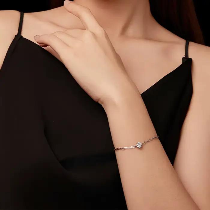 Bamoer U 1CT – Bracelet en Moissanite en argent Sterling 925