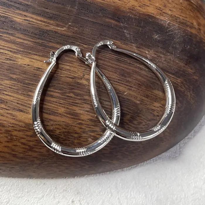 BF CLUB 925 boucles d'oreilles en argent Sterling pour les femmes à la mode Simple grand ovale or boucle d'oreille bijoux prévenir l'allergie accessoires de fête