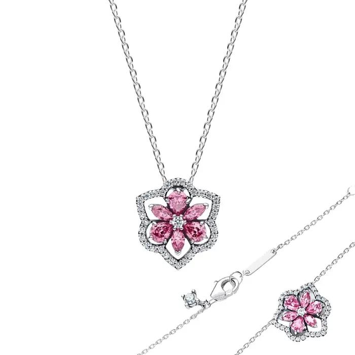 Offres Spéciales – Pendentif Perle Fleur Rose en Argent Sterling 925 avec Zircon