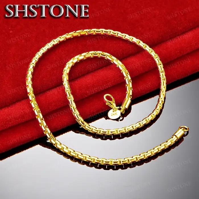 Collier en or 18 carats chaîne boîte homme femme bijou mode cadeau d'anniversaire elegance occassions speciales
