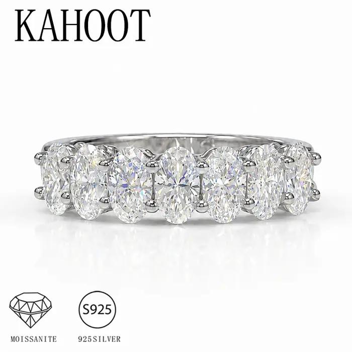 Bague simple unisexe pour couple en argent sterling 925 avec un moissanite ovale de 2