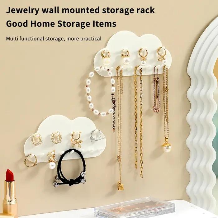 Organisateur de bijoux mural HWetR en plastique blanc pour rangement et exposition de bagues, boucles d'oreilles, colliers et accessoires pour femmes occasions spéciales