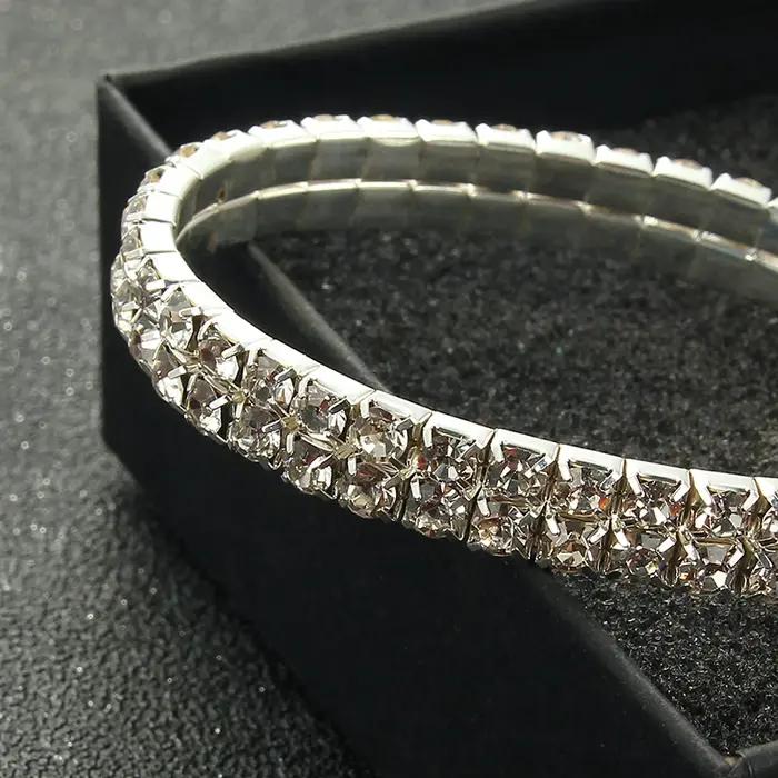 Bracelets et Bracelets en strass couleur argent multi-styles
