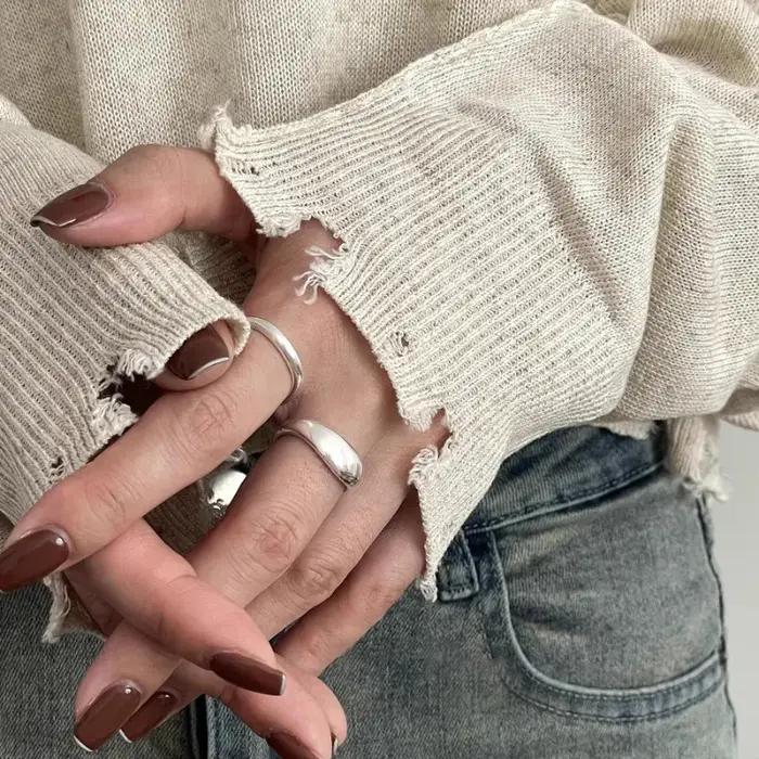 Bagues empilables irrégulières en argent sterling 925 pour femmes