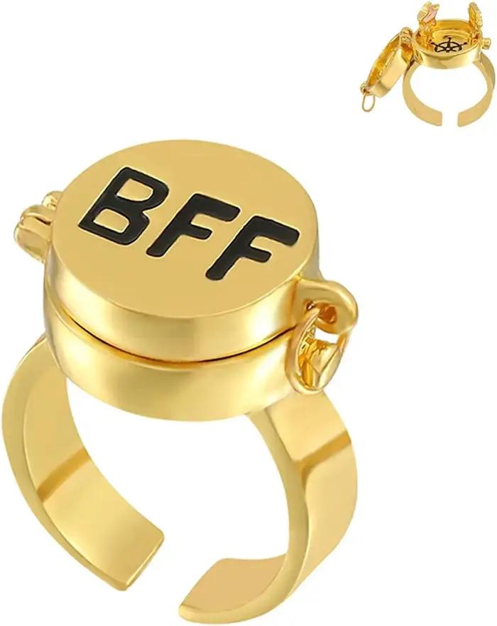 Bague BFF créative et mignonne en forme d'étoile de mer, anneau ouvert d'amitié pour les meilleurs a