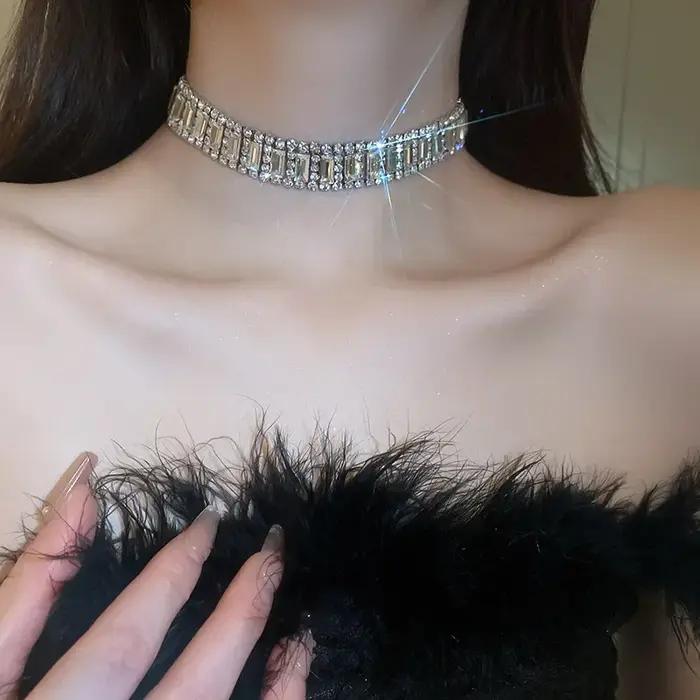 FYUAN – colliers ras de cou géométriques en cristal pour femmes
