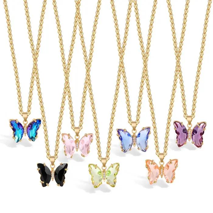 Collier à breloques papillon mignon pour femmes