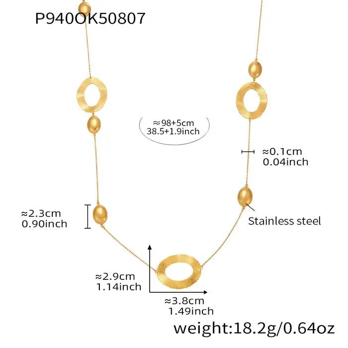 Colliers superposés avec pendentif ovale en chaîne dorée de 103cm, Long collier plaqué or en acier i