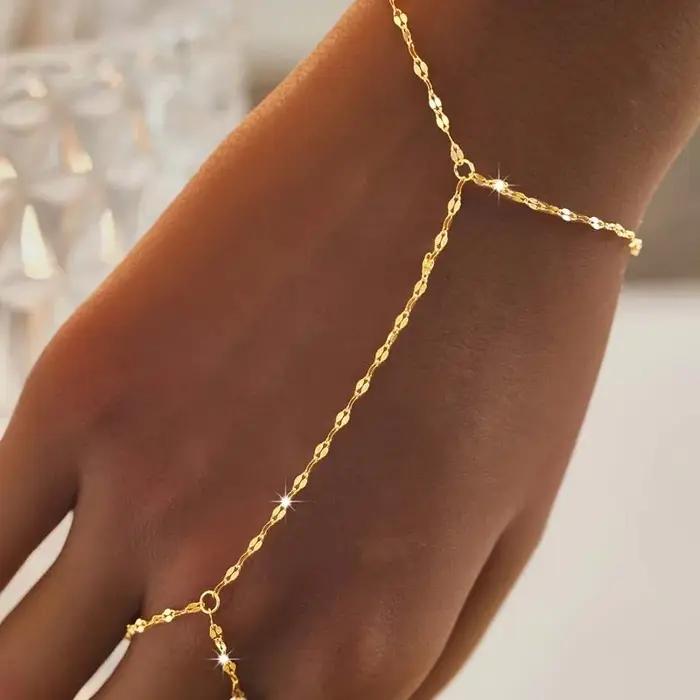 Bracelet en or brun rougeâtre tracker d'humeur chaîne et maillons bijoux de main mode pour femmes occasions spéciales