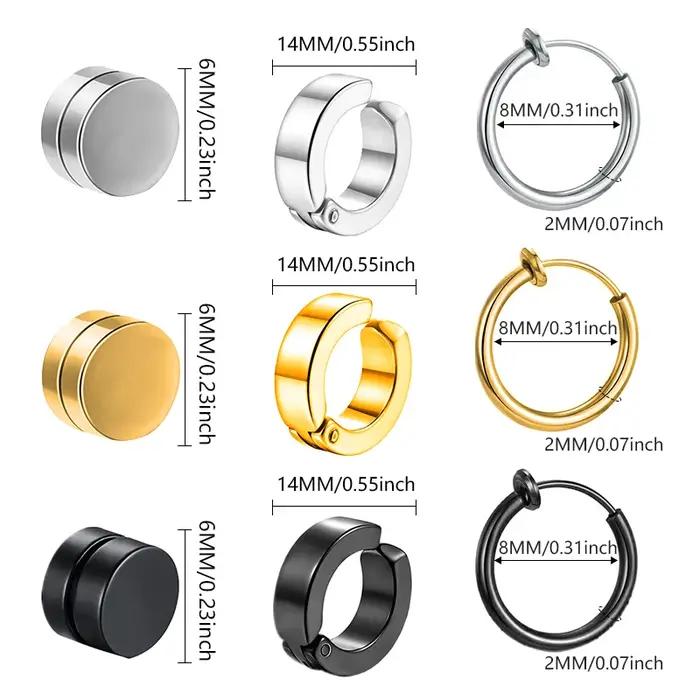 Boucles doreilles creoles a clip pour hommes femmes acier inoxydable sans perçage indolores bijoux cadeaux occasions speciales