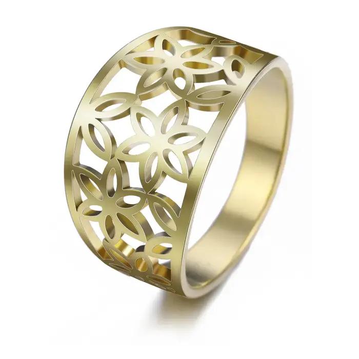 Bagues esthetiques en acier inoxydable plaqué or 18 carats fleur de vie vintage pour homme et femme occasions speciales partys anniversaires mariage
