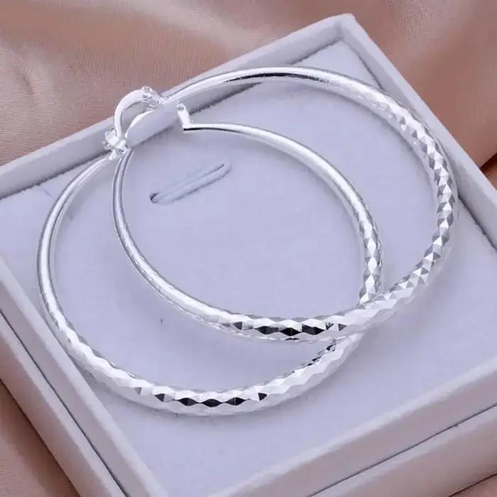 Grande boucle d'oreille en argent Sterling 925 pour femmes, cercle de 5cm, qualité supérieure, mode