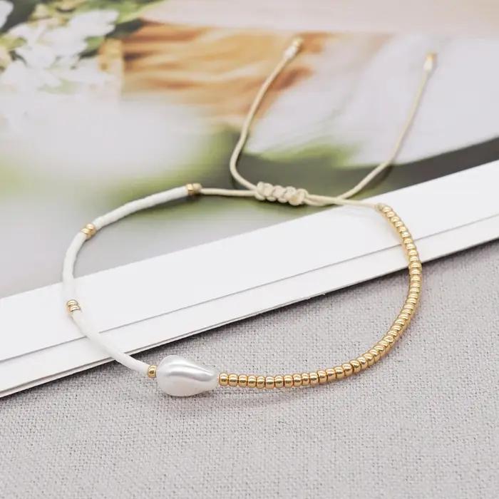 Go2BoHo – Bracelet de perles baroques simples et fines pour femmes