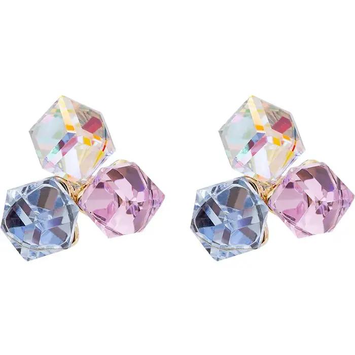 Boucles d'Oreilles Délicates en Clip, Boîte Géométrique, Élégantes, pour Femme