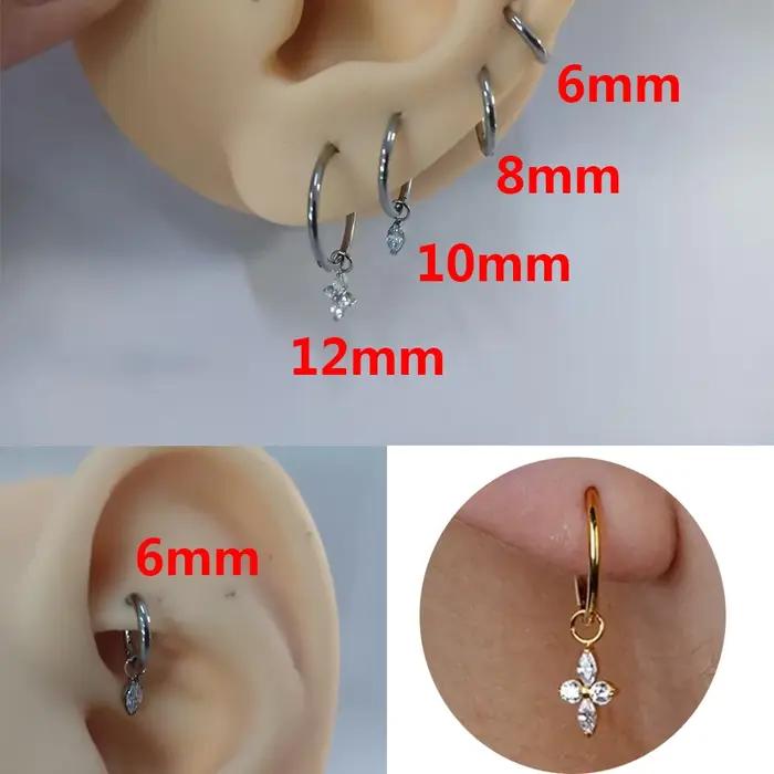 1 pièces titane Zircon pendentif Rook Piercing boucles d'oreilles pour femmes 6/8/10/12mm oreille Cartilage Helix