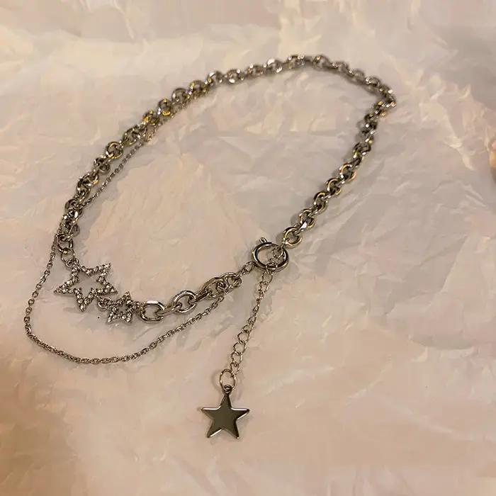 Collier étoile en zircon avec chaîne de maillons pour femmes, bijoux punk à la mode, cadeau de fête pour occasions spéciales