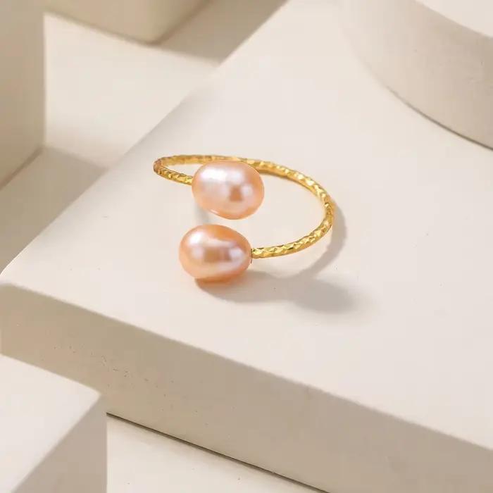 Bague en perle d'eau douce naturelle pour femmes