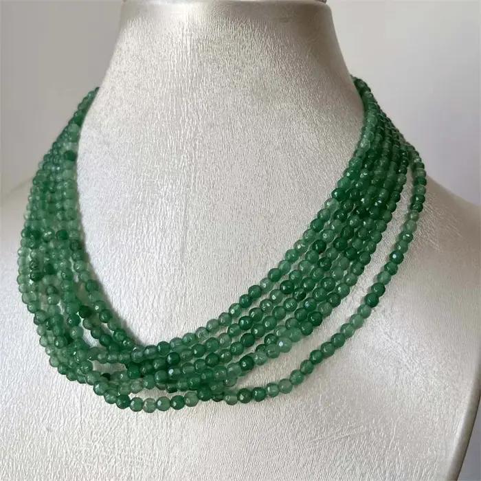 Collier émeraude verte brésilienne à facettes