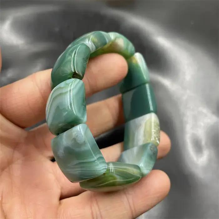 Bracelet en agate verte pour hommes et femmes de Madagascar Sardonyx