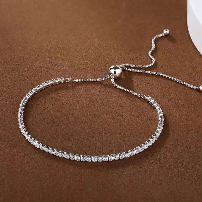 Bracelet tennis en moissanite ronde de 2 mm pour femmes