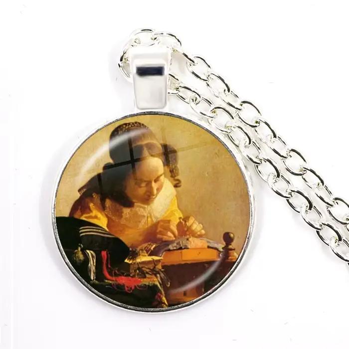 Pendentif de peinture à l'huile pour femmes et filles, 25mm, bijoux en verre, cadeau