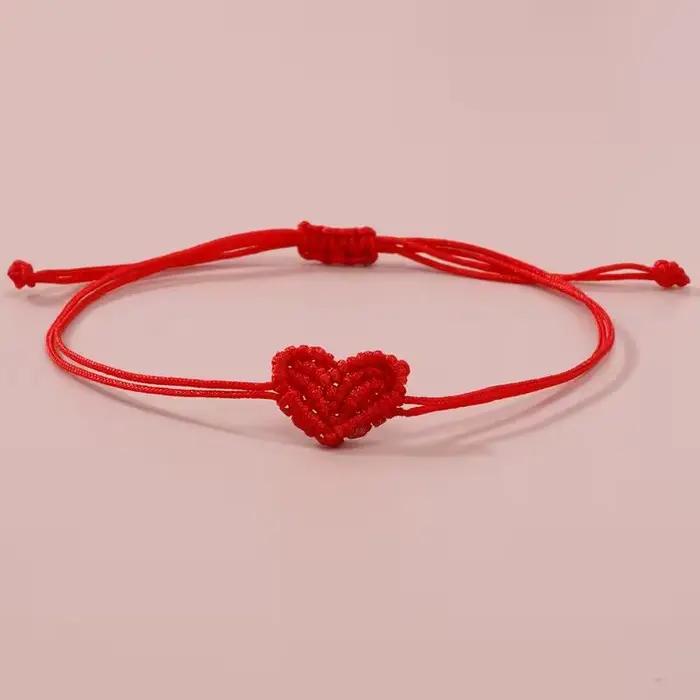 Bracelet en forme de cœur, style bohème, réglable, pour couple, bracelet d'amitié tressé, 1 pièce