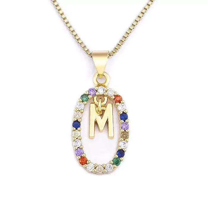 Pendentif initial en or avec zirconium mode longue chaîne pour femmes occasions spéciales mon nom bijoux alphabet a-z