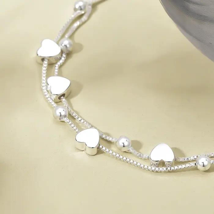 925 Bracelets en argent Sterling femme coeur boule chaîne bracelet à breloques Couple concepteur bijoux accessoires
