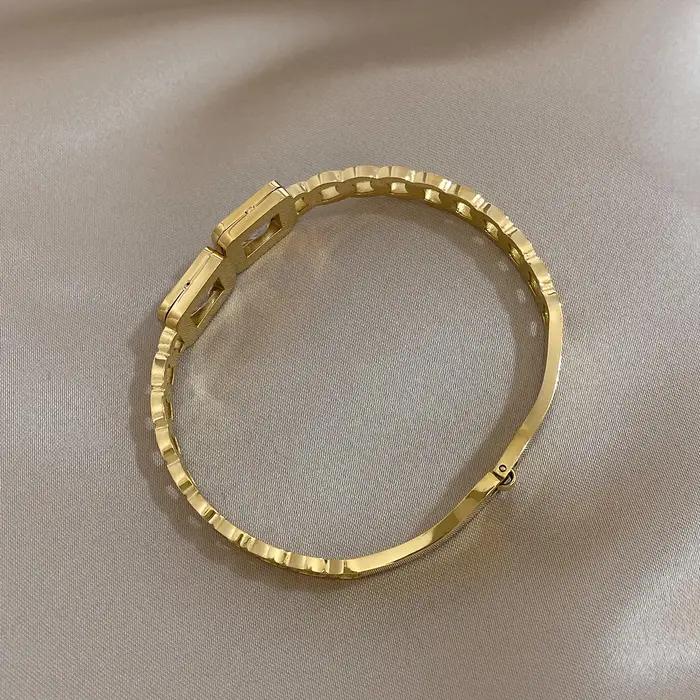 DODOHAO grand carré cristal à la mode élégant Zircon Bracelet en acier inoxydable couleur or argent luxe haut de gamme