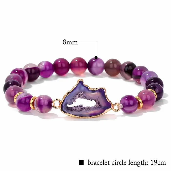 Bracelet de perles en pierre d'agates rouges rayées