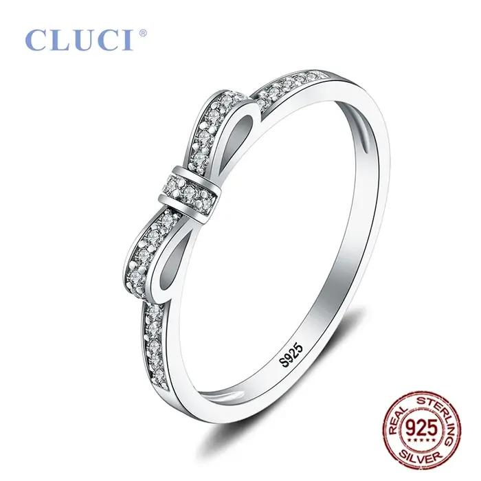 CLUCI mignon 925 en argent Sterling nœud papillon femmes fête bague de mariage bijoux de haute quali