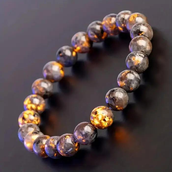 Bracelet en pierre de flamme naturelle avec accessoires
