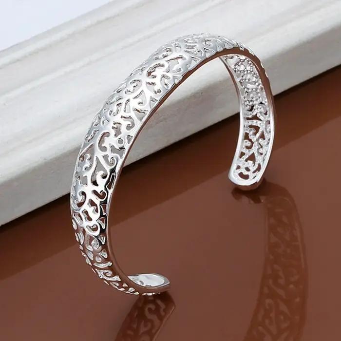 Bracelet ouvert en argent Sterling 925 pour femmes et filles