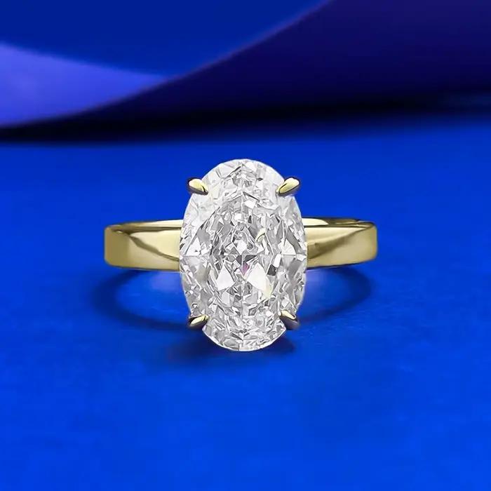 Wong Rain – bague vintage en argent sterling 925, saphir de laboratoire à coupe ovale 8x12 MM, diamants à haute teneur en carbone, bijoux fins, vente en gros
