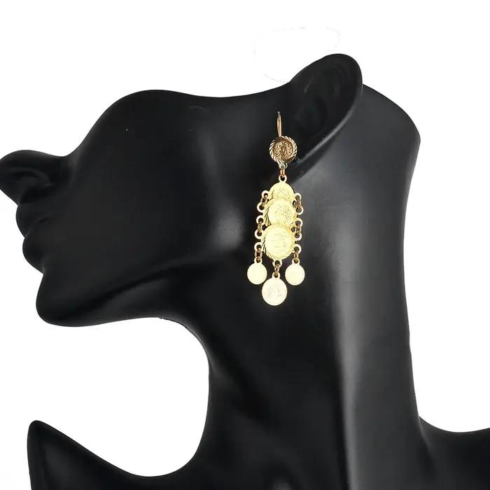 Boucles d'oreilles indiennes en or 24 carats design géométrique pour femmes bijoux de luxe à offrir pour occasions spéciales