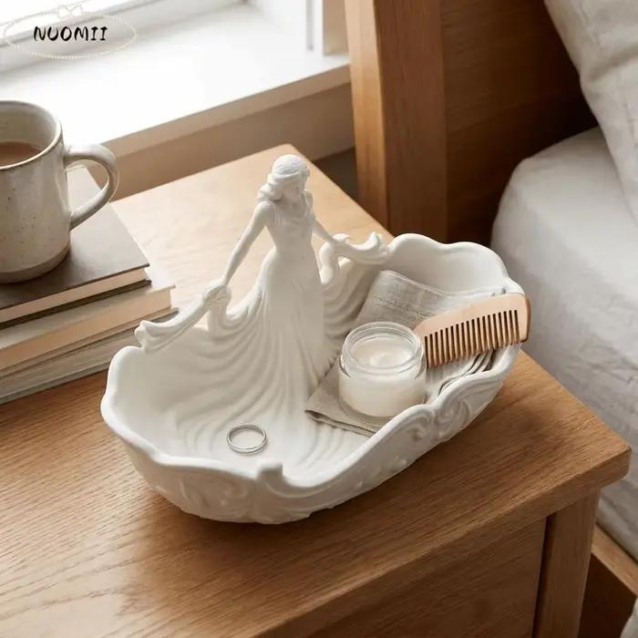 Plateau de rangement élégant pour bijoux, plateau de bureau simple en forme de statue, plateau de décoration pour entrée, plateau de bureau à domicile