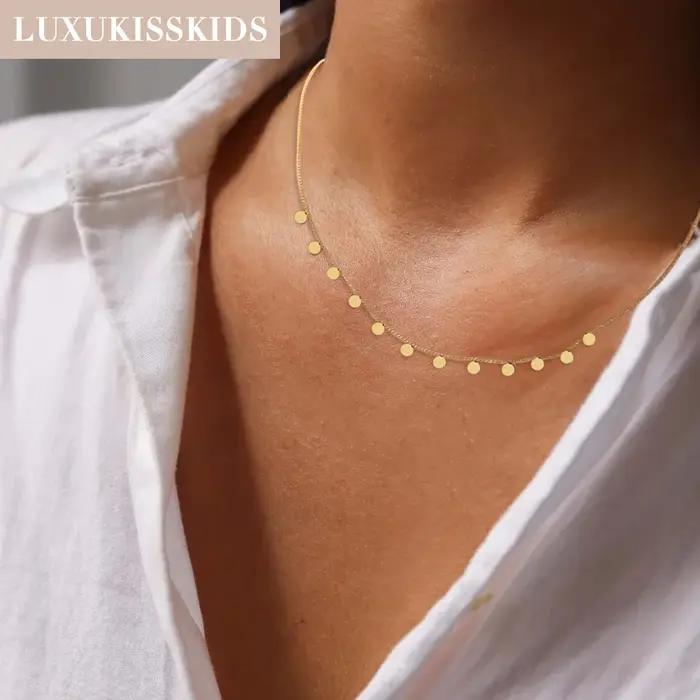 LUXUKISSKIDS femme Collier бижутерия chaînes dorées colliers bohême étoile coeur élégant en acier inoxydable bijoux à la mode