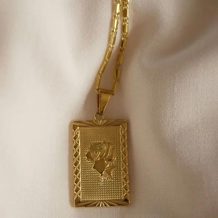 Collier géo Floral en titane et or 18 carats pour femmes