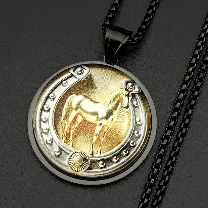 Collier fer à cheval en acier inoxydable pour femmes et hommes