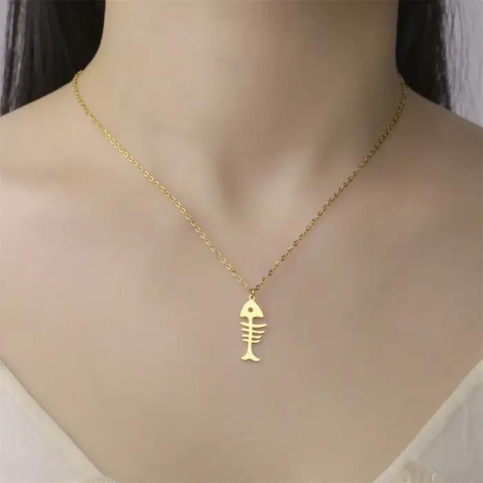 My Shape Colliers pendentif os de chat et de poisson pour femmes et filles