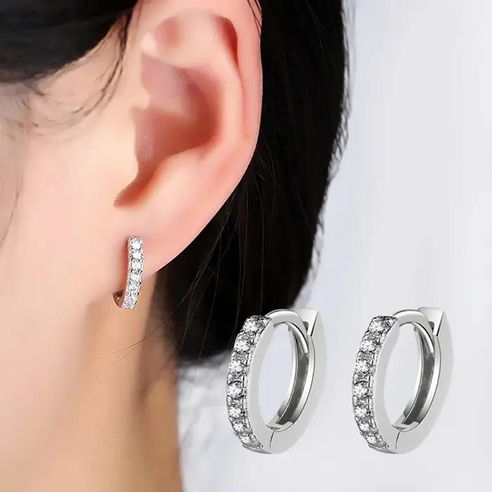ALIZERO 925 boucles d'oreilles en argent Sterling cristal cercle