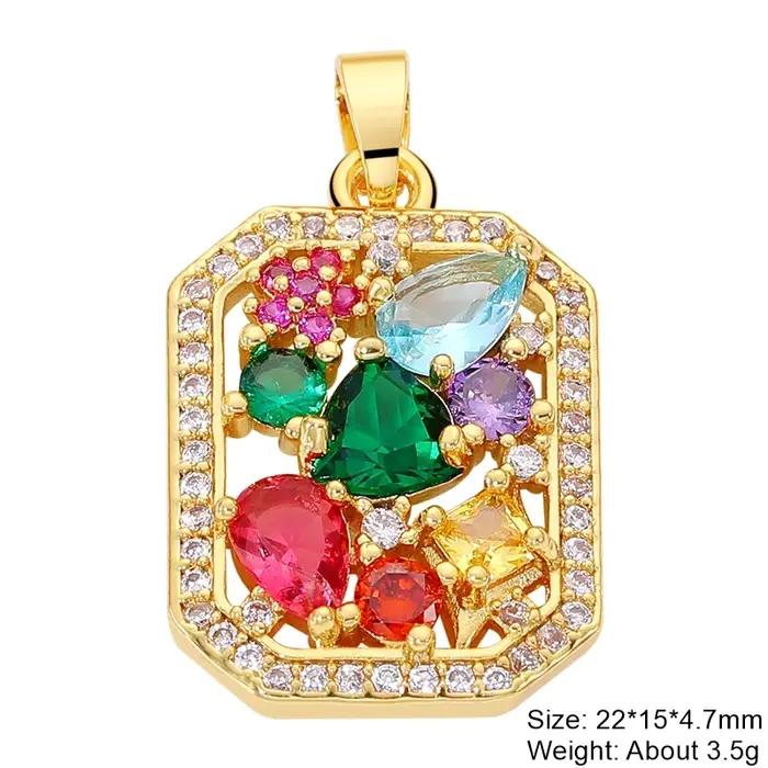 Juya-Médaillon de décoration Cz plaqué or 18 carats fait à la main, breloques en émail coloré pour b