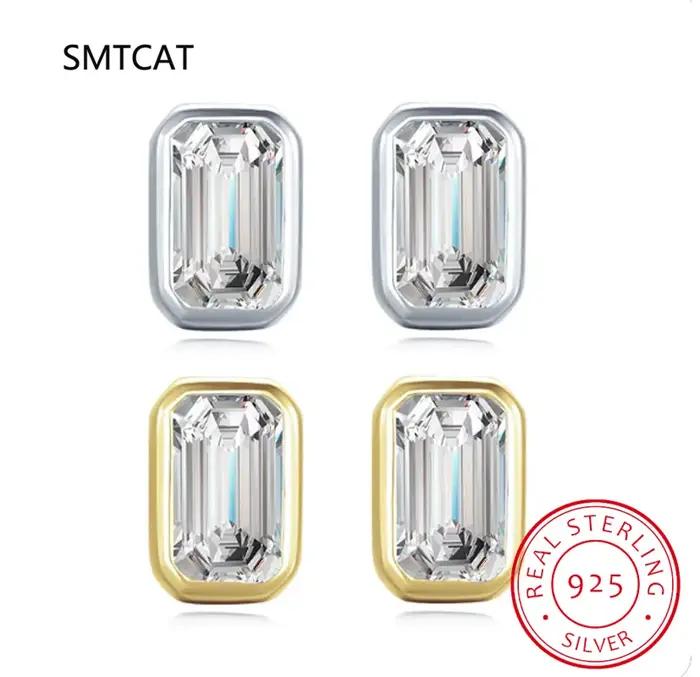 Boucles d'oreilles en argent 925 à haute teneur en carbone serties de zirconium blanc pour femmes occasions spéciales mariage anniversaire engagement