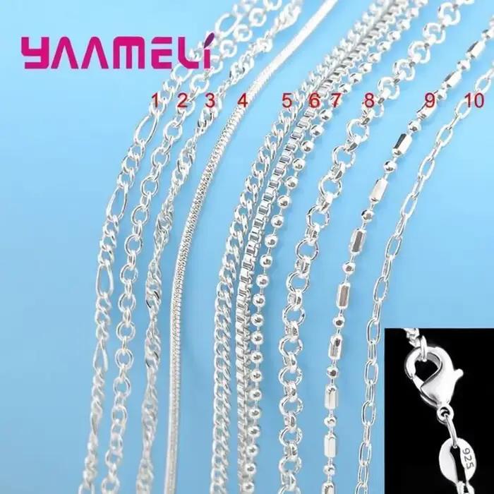 Grande Promotion 100% authentique 925 chaîne en argent Sterling collier avec fermoirs de homard fit hommes femmes pendentif 10 conceptions 16-30 pouces