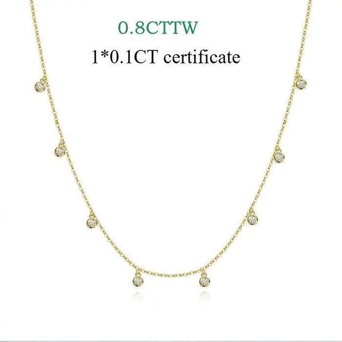 Smyoue certifié bulle 8 pierre 100% véritable Moissanite collier pendentif classique femmes cou chaîne en argent Sterling 925 plaqué 18K