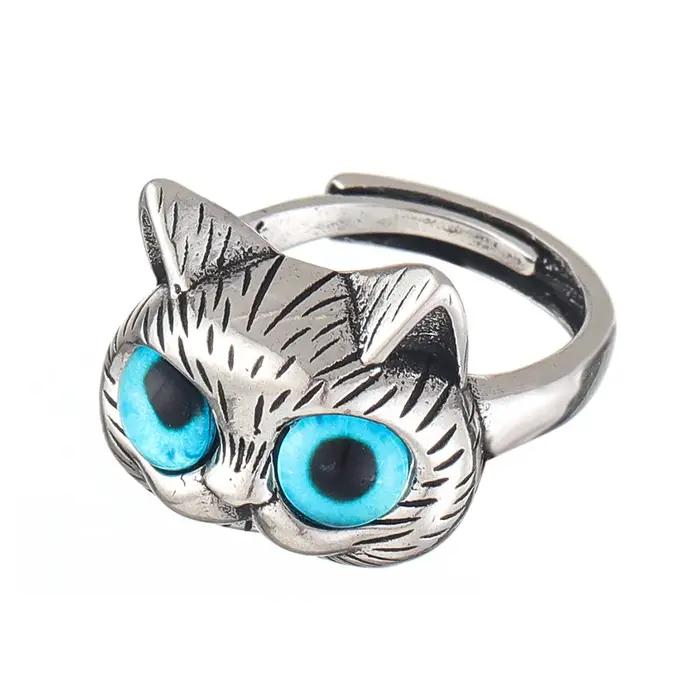 Bague chat en alliage couleur argent pour femmes
