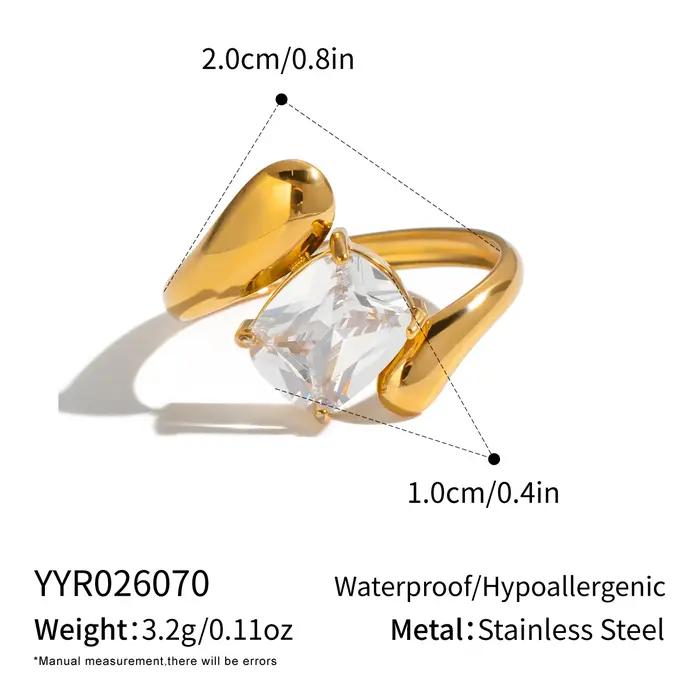 Bijoux Miia, anneaux ouverts ajustables en zircon blanc brillant pour femmes, plaqués or 18 carats, acier inoxydable, bijoux en métal, cadeaux