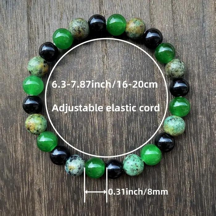 Bracelet de perles vertes à la mode de 8 mm en pierre naturelle fait à la main pour hommes et femmes occassions spéciales naturellement apaisant