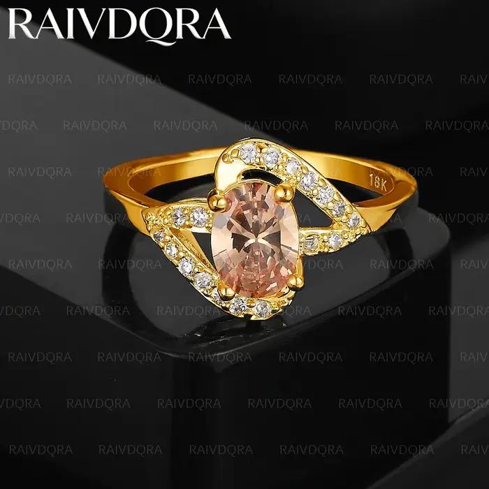 Bague de mariage en Zircon Orange plaqué or 18 carats pour femmes, bijoux à la mode, accessoires de fiançailles élégants
